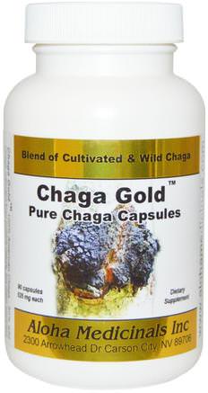 90 Capsules by Aloha Medicinals Chaga Gold-Kosttillskott, Chaga Svamp