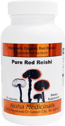90 Capsules by Aloha Medicinals Pure Red Reishi Capsules-Kosttillskott, Adaptogen, Reishi Svamp