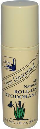 Roll-On Deodorant, Aloe Unscented, 3 fl oz (89 ml) by Alvera-Bad, Skönhet, Deodorant, Roll-On Deodorant