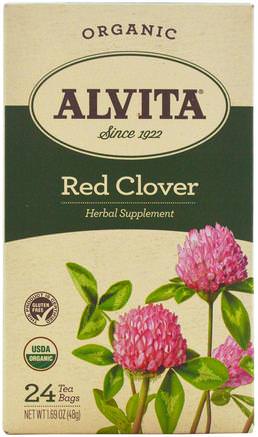 Organic Red Clover Tea, Caffeine Free, 24 Tea Bags, 1.69 oz (48 g) by Alvita Teas-Örter, Rödklöver
