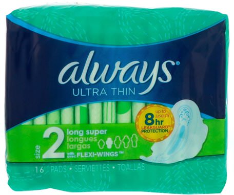 Ultra Thin with Wings, Size 2, Long Super, 16 Pads by Always-Hälsa, Kvinnor