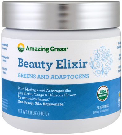Beauty Elixir, Greens And Adaptogens, 4.9 oz (140 g) by Amazing Grass-Skönhet, Tillskott, Superfoods