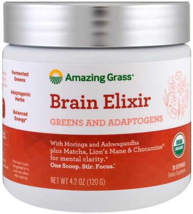 Brain Elixir, Greens And Adaptogens, 4.2 oz (120 g) by Amazing Grass-Kosttillskott, Superfoods