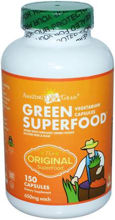 Green Superfood, 650 mg, 150 Capsules by Amazing Grass-Kosttillskott, Superfoods