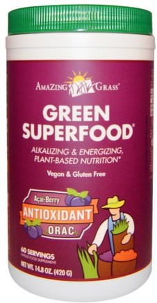 Green Superfood, Acai-Berry Antioxidant ORAC, 14.8 oz (420 g) by Amazing Grass-Kosttillskott, Superfoods