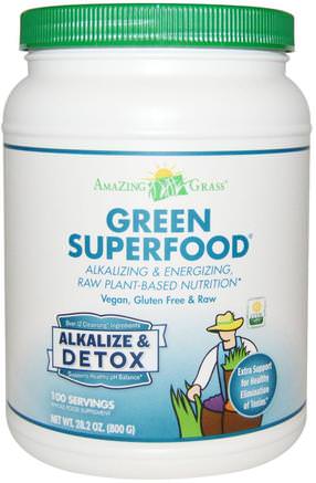 Green Superfood, Alkalize & Detox, 28.2 oz (800 g) by Amazing Grass-Kosttillskott, Superfoods, Detox