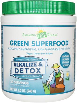 Green Superfood, Alkalize & Detox, 8.5 oz (240 g) by Amazing Grass-Kosttillskott, Superfoods, Detox