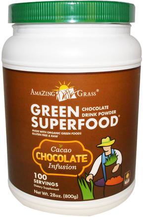 Green Superfood, Chocolate Drink Powder, 28 oz (800 g) by Amazing Grass-Kosttillskott, Superfoods