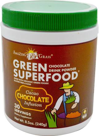 Green Superfood, Chocolate Drink Powder, 8.5 oz (240 g) by Amazing Grass-Kosttillskott, Superfoods