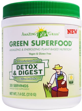 Green Superfood, Detox & Digest, 7.4 oz (210 g) by Amazing Grass-Kosttillskott, Superfoods