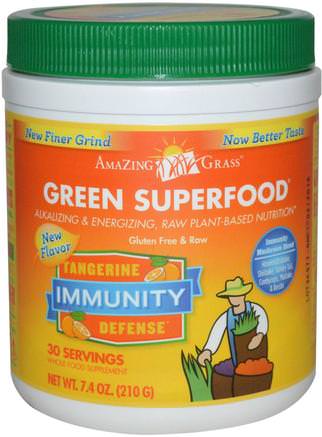 Green Superfood, Immunity, Tangerine, 7.4 oz (210 g) by Amazing Grass-Kosttillskott, Superfoods