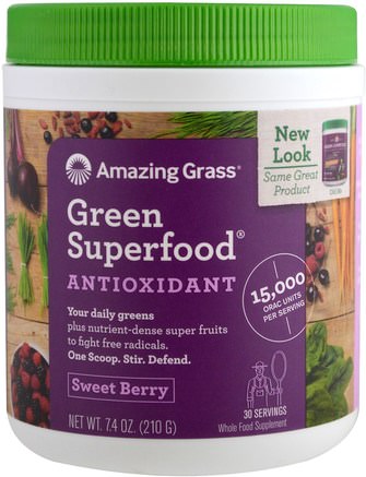 Green Superfood, Sweet Berry Flavor, 7.4 oz (210 g) by Amazing Grass-Kosttillskott, Superfoods, Greener