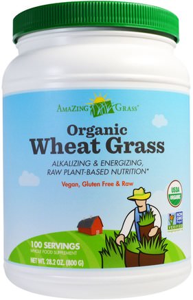 Organic Wheat Grass, 28.2 oz (800 g) by Amazing Grass-Kosttillskott, Superfoods, Vete Gräs