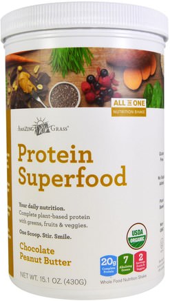Protein Superfood, Chocolate Peanut Butter, 15.1 oz (430 g) by Amazing Grass-Kosttillskott, Superfoods, Protein