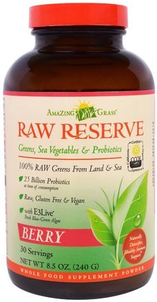 Raw Reserve, Greens, Sea Vegetables & Probiotics, Berry, 8.5 oz (240 g) by Amazing Grass-Kosttillskott, Superfoods