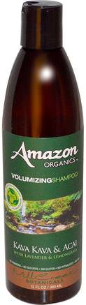 Volumizing Shampoo, Kava Kava & Acai with Lavender & Lemongrass, 12 fl oz (360 ml) by Amazon Organics-Bad, Skönhet, Hår, Hårbotten, Schampo, Balsam