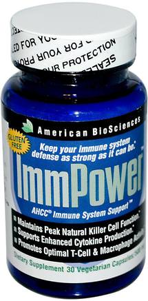ImmPower, AHCC Immune System Support, 500 mg, 30 Veggie Caps by American Biosciences-Kosttillskott, Medicinska Svampar, Ahcc, Svampkapslar