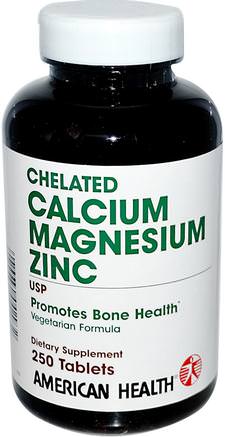 Chelated Calcium Magnesium Zinc, 250 Tablets by American Health-Kosttillskott, Mineraler, Kalcium