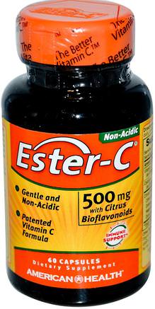 Ester-C, 500 mg, 60 Capsules by American Health-Vitaminer, Vitamin C, Ester C Bioflavonoider