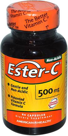 Ester-C, 500 mg, 60 Capsules by American Health-Vitaminer, Vitamin C, Ester C Plain