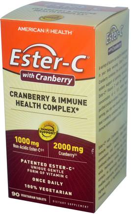 Ester-C with Cranberry & Immune Health Complex, 90 Veggie Tabs by American Health-Vitaminer, Vitamin C, Hälsa, Urinhälsa