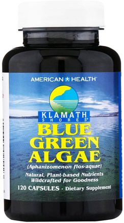 Klamath Shores, Blue Green Algae, 120 Capsules by American Health-Kosttillskott, Blågrönalger