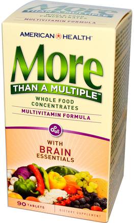 More Than A Multiple with Brain Essentials, 90 Tablets by American Health-Vitaminer, Multivitaminer, Uppmärksamhet Underskott Störning, Lägga Till, Adhd, Hjärna