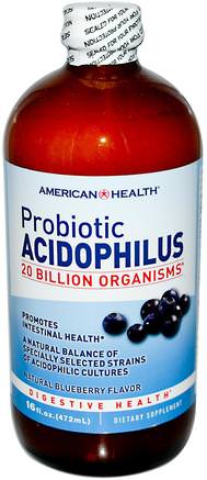 Probiotic Acidophilus, Natural Blueberry Flavor, 16 fl oz (472 ml) by American Health-Kosttillskott, Probiotika, Acidophilus, Flytande Probiotika