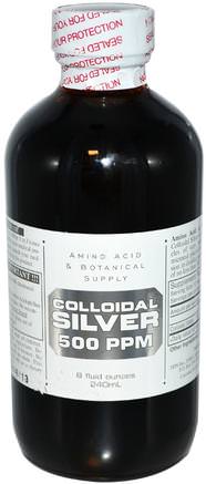 Colloidal Silver, 500 ppm, 8 fl oz (240 ml) by Amino Acid & Botanical Supply-Kosttillskott, Kolloidalt Silver