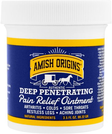 Deep Penetrating, Pain Relief Ointment, 3.5 fl oz (99.22 g) by Amish Origins-Hälsa, Ben, Osteoporos, Gemensam Hälsa, Artrit