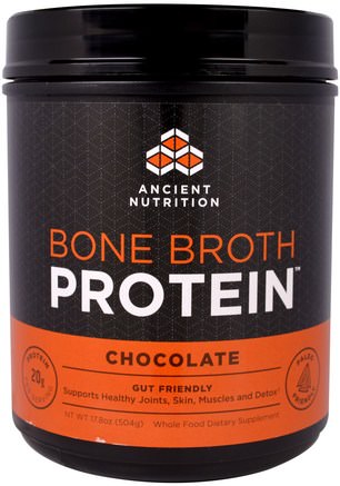 Bone Broth Protein, Chocolate, 17.8 oz (504 g) by Ancient Nutrition-Hälsa, Ben, Osteoporos, Gemensam Hälsa, Benbuljong, Kosttillskott, Protein