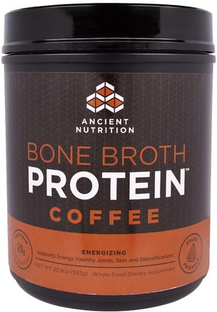 Bone Broth Protein, Coffee, 20.9 oz (592 g) by Ancient Nutrition-Hälsa, Ben, Osteoporos, Gemensam Hälsa, Benbuljong, Kosttillskott, Protein