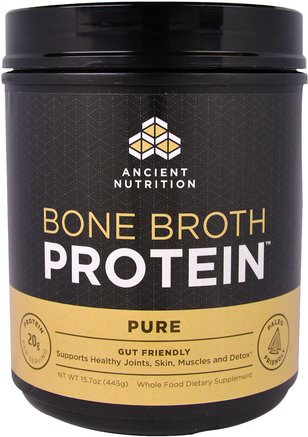Bone Broth Protein, Pure, 15.7 oz (445 g) by Ancient Nutrition-Hälsa, Ben, Osteoporos, Gemensam Hälsa, Benbuljong, Kosttillskott, Protein
