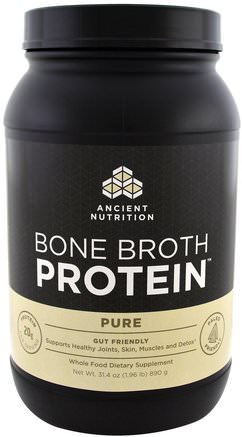 Bone Broth Protein, Pure, 31.4 oz (890 g) by Ancient Nutrition-Hälsa, Ben, Osteoporos, Gemensam Hälsa, Benbuljong, Kosttillskott, Protein