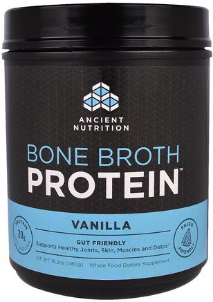 Bone Broth Protein, Vanilla, 16.2 oz (460 g) by Ancient Nutrition-Hälsa, Ben, Osteoporos, Gemensam Hälsa, Benbuljong, Kosttillskott, Protein