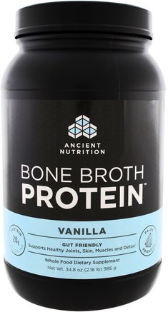 Bone Broth Protein, Vanilla, 34.8 oz (986 g) by Ancient Nutrition-Hälsa, Ben, Osteoporos, Gemensam Hälsa, Benbuljong, Kosttillskott, Protein
