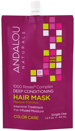 1000 Roses Complex Deep Conditioning, Color Care, Hair Mask, 1.5 fl oz (44 ml) by Andalou Naturals-Bad, Skönhet, Balsam