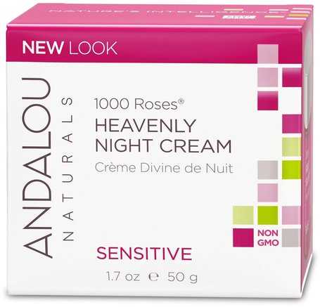 1000 Roses, Heavenly Night Cream, Sensitive, 1.7 fl oz (50 ml) by Andalou Naturals-Hälsa, Hud, Nattkrämer, Skönhet, Ansiktsvård, Hudtyp Rosacea, Känslig Hud