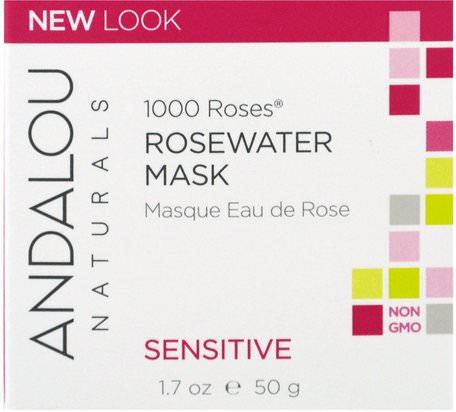 1000 Roses, Rosewater Mask, Sensitive, 1.7 oz (50 g) by Andalou Naturals-Skönhet, Ansiktsmasker, Anti-Aging, Lysande Masker
