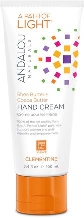 A Path of Light, Shea Butter + Cocoa Butter Hand Cream, Clementine, 3.4 fl oz (100 ml) by Andalou Naturals-Bad, Skönhet, Handkrämer, Sheasmör