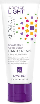 A Path of Light, Shea Butter + Cocoa Butter Hand Cream, Lavender, 3.4 fl oz (100 ml) by Andalou Naturals-Bad, Skönhet, Handkrämer, Sheasmör