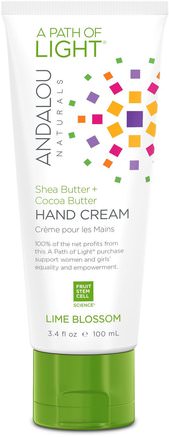 A Path of Light, Shea Butter + Cocoa Butter Hand Cream, Lime Blossom, 3.4 fl oz (100 ml) by Andalou Naturals-Bad, Skönhet, Handkrämer, Sheasmör