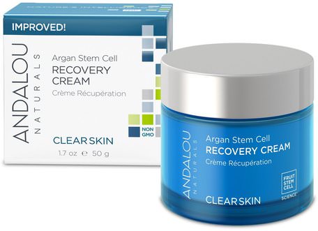 Argan Stem Cell Recovery Cream, Clearer Skin, 1.7 fl oz (50 ml) by Andalou Naturals-Hälsa, Hud, Nattkrämer, Skönhet, Salicylsyra