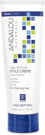 Argan Stem Cells Style Creme, Thinning Hair Treatment, 5.8 fl oz (172 ml) by Andalou Naturals-Bad, Skönhet, Argan Conditioner, Hår, Hårbotten, Schampo, Balsam