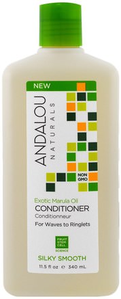 Conditioner, Silky Smooth, For Waves to Ringlets, Exotic Marula Oil, 11.5 fl oz (340 ml) by Andalou Naturals-Bad, Skönhet, Hår, Hårbotten, Schampo, Balsam