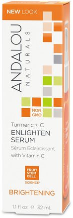 Enlighten Serum, Turmeric + C, Brightening, 1.1 fl oz (32 ml) by Andalou Naturals-Hälsa, Hudserum, Skönhet, Ansiktsvård, Ansiktsvård