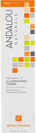 Illuminating Toner, Clementine + C, Brightening, 6 fl oz (178 ml) by Andalou Naturals-Skönhet, Ansiktsvård, Hudtyp Normal Till Torr Hud Typ Combo Till Fet Hud