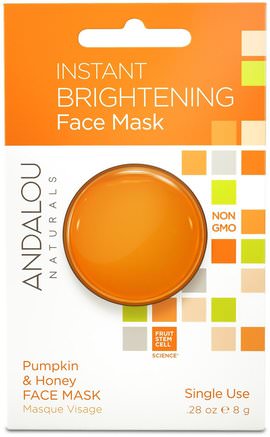 Instant Brightening Face Mask, Pumpkin and Honey.28 oz (8 g) by Andalou Naturals-Skönhet, Ansiktsmasker, Anti-Aging, Lysande Masker, Vitamin C