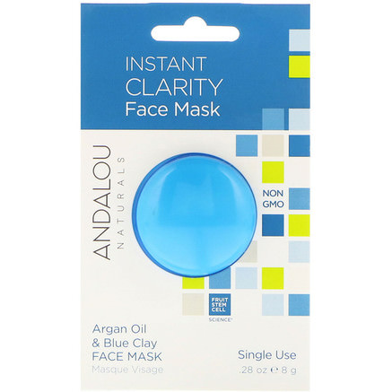 Instant Clarity, Argan Oil & Blue Clay Face Mask.28 oz (8 g) by Andalou Naturals-Skönhet, Ansiktsmasker, Lera Masker