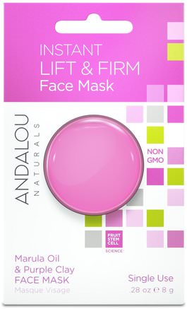 Instant Lift & Firm, Marula Oil & Purple Clay Face Mask.28 oz (8 g) by Andalou Naturals-Skönhet, Ansiktsmasker, Lera Masker